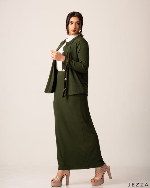 Elegant Ribbed Spandex Three-Piece Set 61333/61351